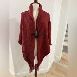 Charter Club Red Knit Poncho